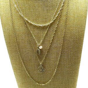 Claire's Bead, Feather, Filigree Circle Layered Silver-tone Necklace 14-16"